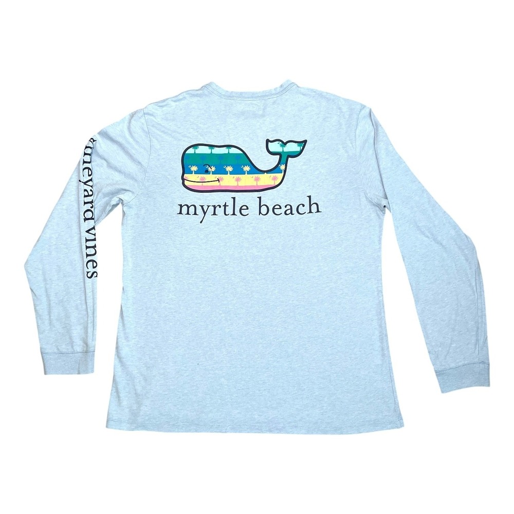 Vineyards Vines Men's Medium L/S Light Blue Shirt Back Logo Myrtle Beach Clean